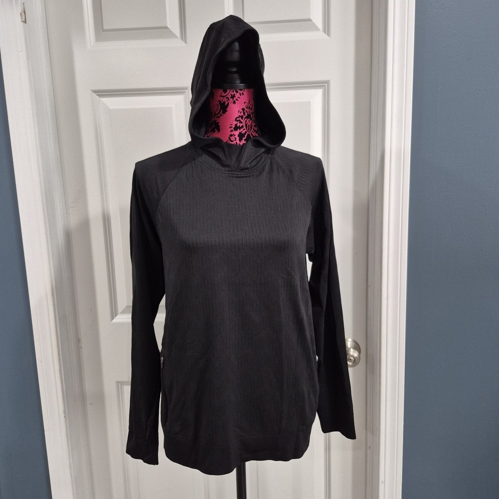 Lululemon Hoodie Top Womens Medium Black Rest Less Seamless Running Training
